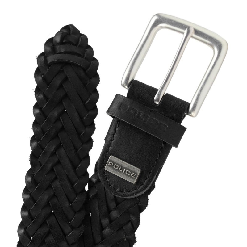 Police Men's Belt in Genuine Leather, Woven, 3.5 cm High, Can Be Shortened, Nickel Free — view 16