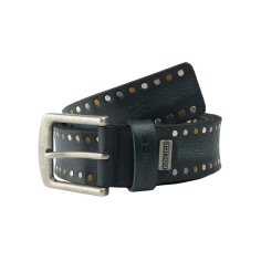 Ceinture Homme Police en Cuir Véritable, Cloutée, Haute de 4 cm, Raccourcissable, Sans Nickel