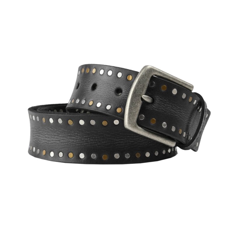 Ceinture Homme Police en Cuir Véritable, Cloutée, Haute de 4 cm, Raccourcissable, Sans Nickel — vue 11