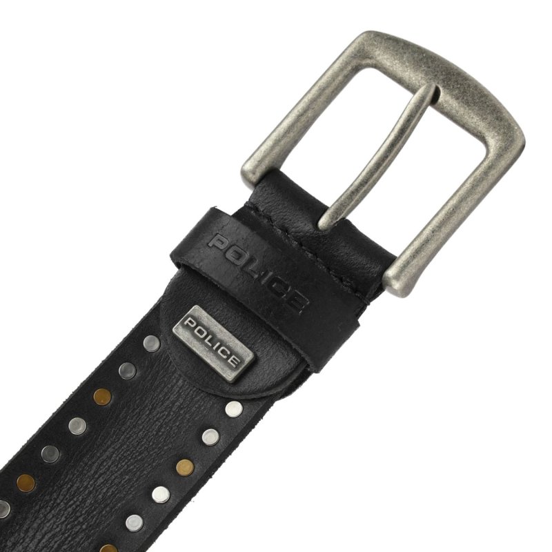 Police Men's Belt In Genuine Leather, Studded, 4 cm High, Shortenable, Nickel Free — view 12