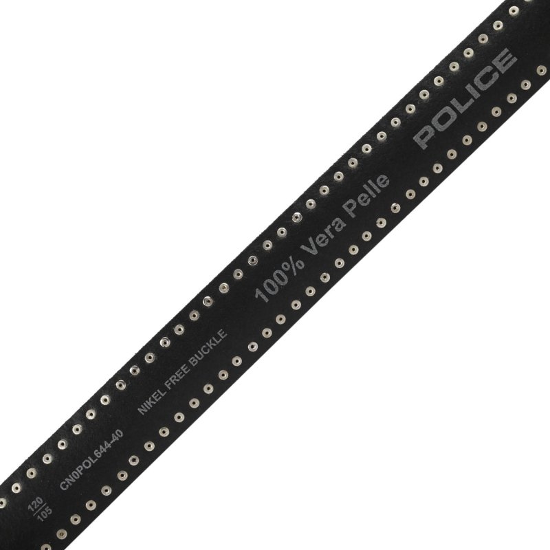 Police Men's Belt In Genuine Leather, Studded, 4 cm High, Shortenable, Nickel Free — view 14