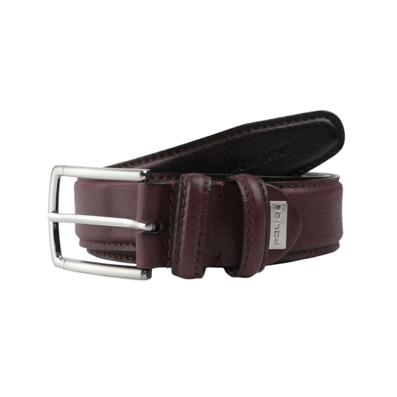Police Men's Belt In Genuine Leather, 3.5 cm High, Shortenable, Classic, Nickel Free