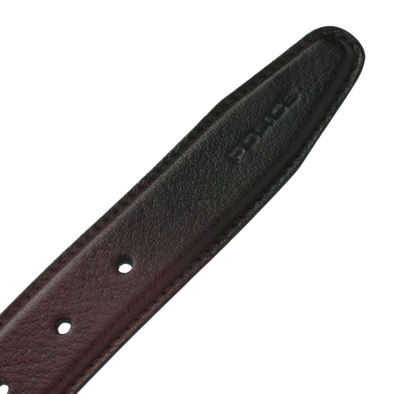 Police Men's Belt In Genuine Leather, 3.5 cm High, Shortenable, Classic, Nickel Free — detail