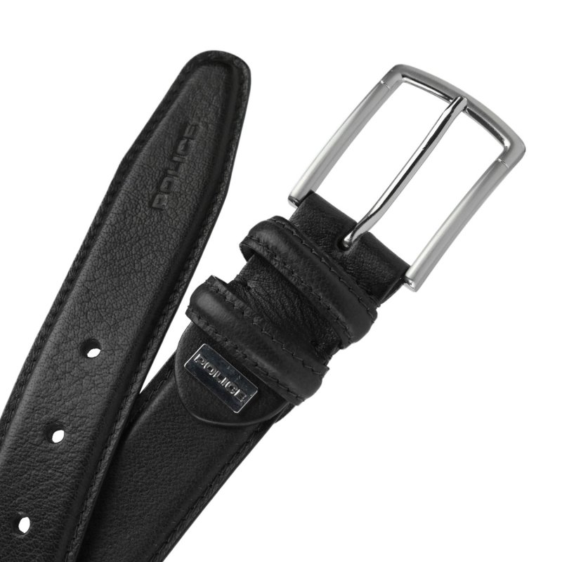 Cinturón Police Hombre de Piel Auténtica, Alto 3,5 cm, Acortable, Clásico, Sin Níquel — vista 14