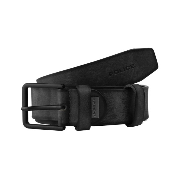 Police Cintura Uomo In Vera Pelle, Alta 3,5 cm, Accorciabile, Classica, Nickel Free