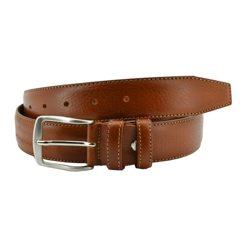 Conte Massimo Men's Belt in Genuine Leather With Stitching, Can Be Shortened, 3.5cm High — view 20