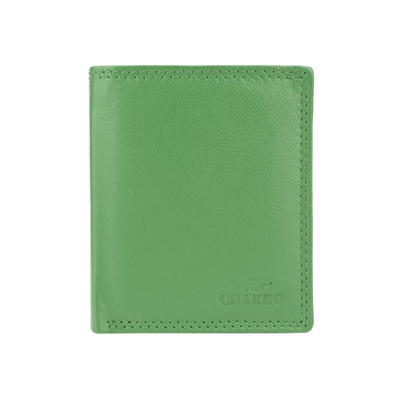 CHARRO Vertical Genuine Leather Wallet for Men and Women, Slim With Coin Purse and Gift Box 48 — front view