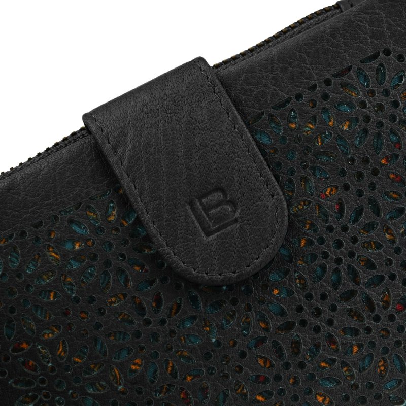Laura Biagiotti Cartera Mujer En Piel Auténtica, Calada Con Motivo Geométrico Floral, Compacta, Con Caja — vista 13