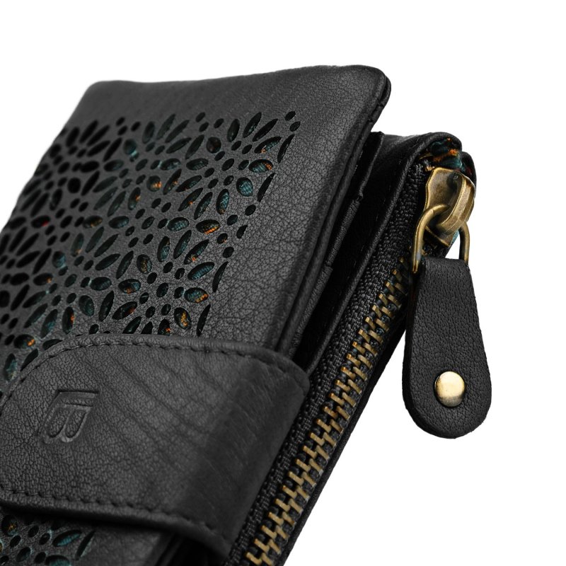 Laura Biagiotti Cartera Mujer En Piel Auténtica, Calada Con Motivo Geométrico Floral, Compacta, Con Caja — vista 14