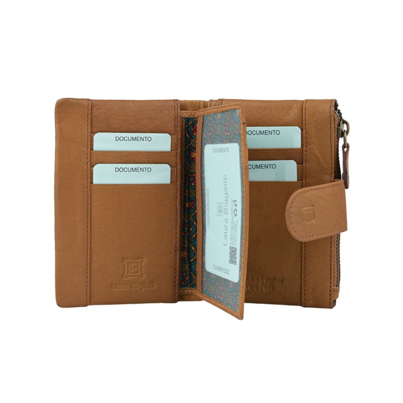 Laura Biagiotti Women's Genuine Leather Wallet, Perforated with Geometric Floral Pattern, Compact, With Box — view 26