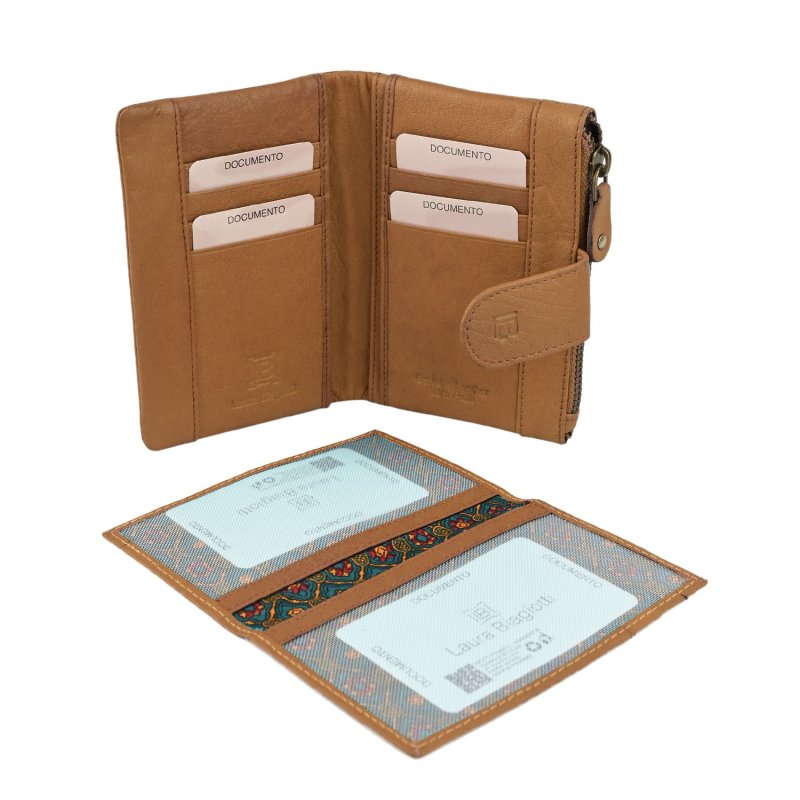 Laura Biagiotti Women's Genuine Leather Wallet, Perforated with Geometric Floral Pattern, Compact, With Box — view 27