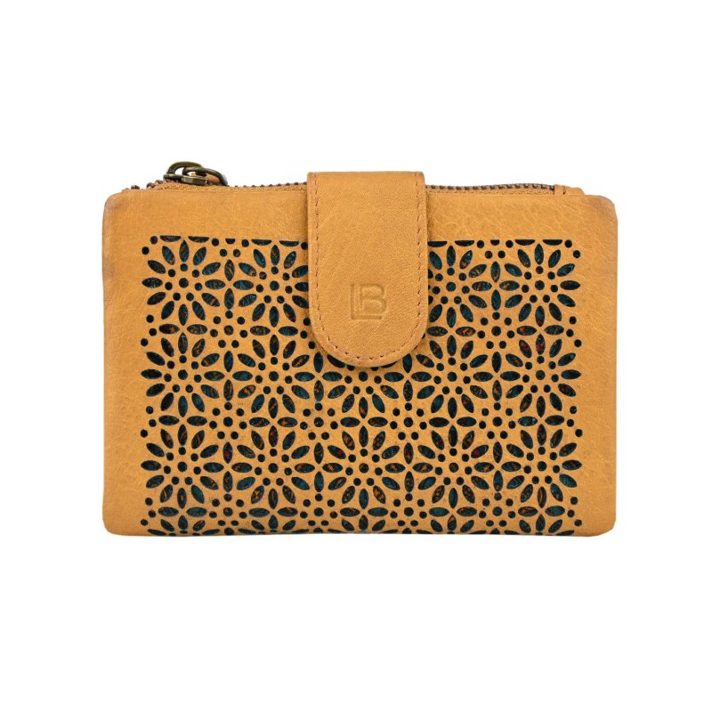 Laura Biagiotti Portefeuille Femme en Cuir Véritable, Ajouré à Motif Géométrique Floral, Compact, Avec Boîte — vue 81