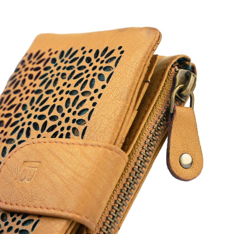 Laura Biagiotti Women's Genuine Leather Wallet, Perforated with Geometric Floral Pattern, Compact, With Box — view 86