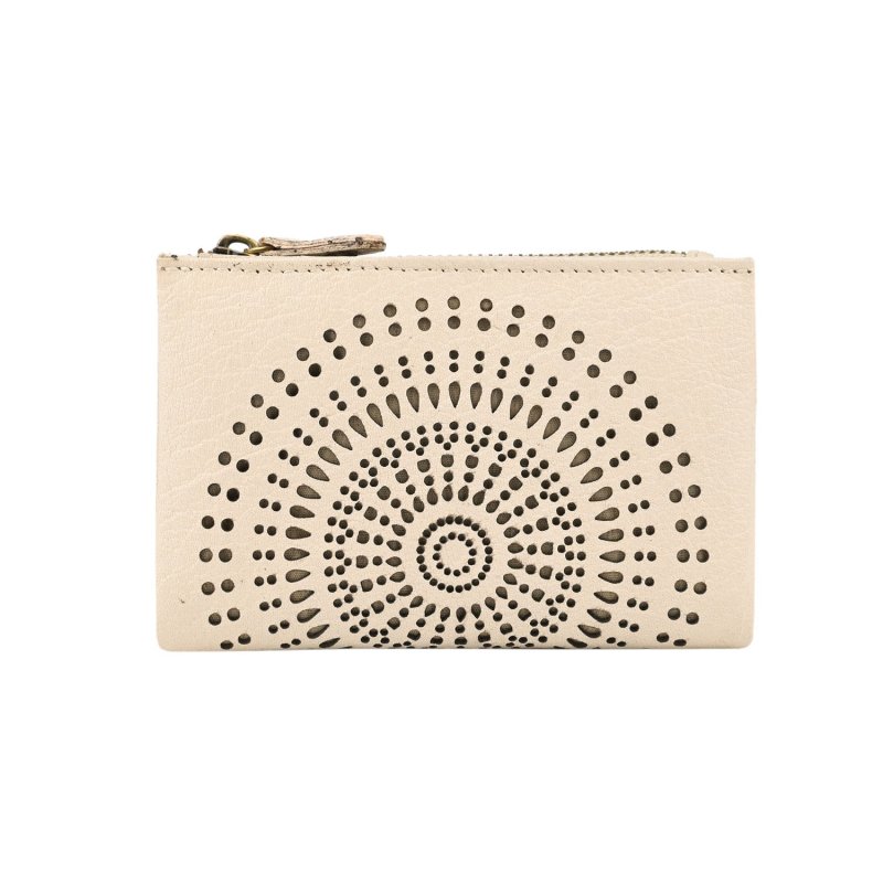 Laura Biagiotti Women's Genuine Leather Wallet, Perforated with Geometric Pattern, Small and Compact, With Box