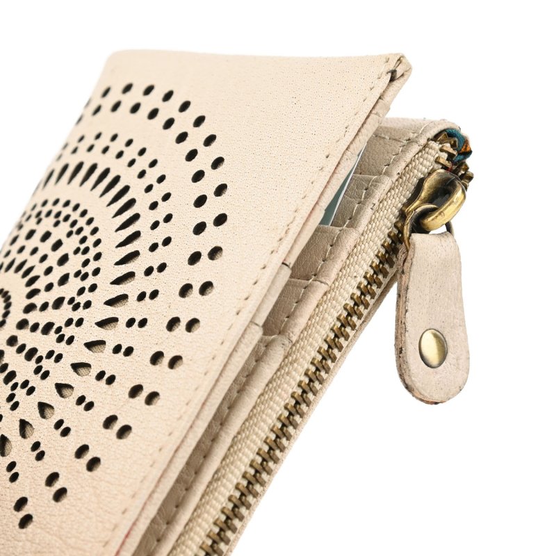 Laura Biagiotti Women's Genuine Leather Wallet, Perforated with Geometric Pattern, Small and Compact, With Box — detail