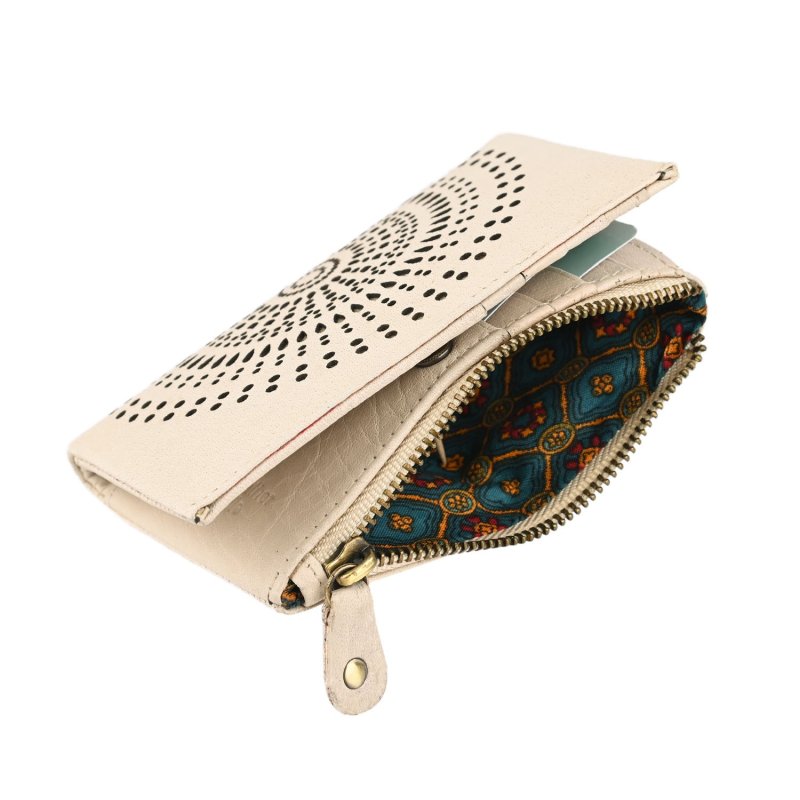 Laura Biagiotti Women's Genuine Leather Wallet, Perforated with Geometric Pattern, Small and Compact, With Box — back view