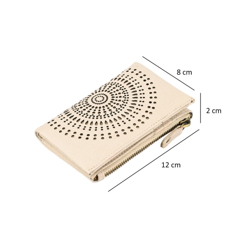 Laura Biagiotti Women's Genuine Leather Wallet, Perforated with Geometric Pattern, Small and Compact, With Box — inside