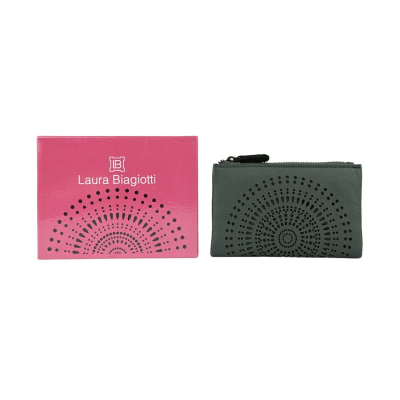 Laura Biagiotti Portefeuille Femme en Cuir Véritable, Ajouré à Motif Géométrique, Petit et Compact, Avec Boîte — vue 48