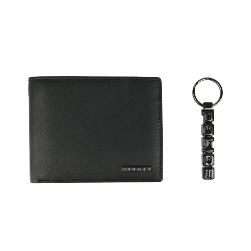 Police Men's Gift Box, Genuine Leather Wallet and Metal Keyring — front view