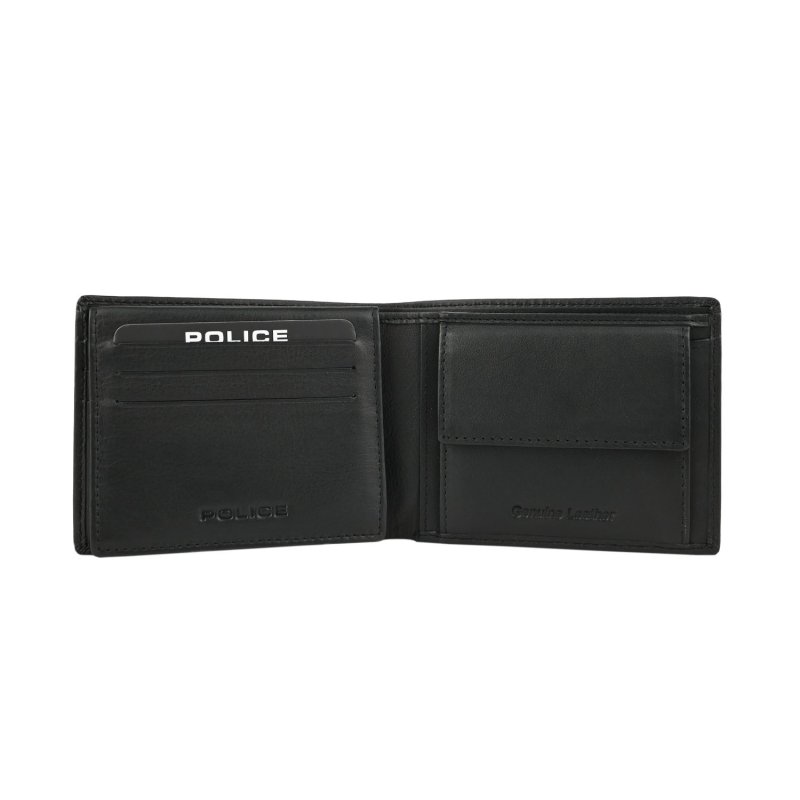 Police Estuche de Regalo para Hombre, Cartera de Piel Auténtica y Llavero de Metal — detalle