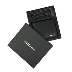 Police Coffret Cadeau Homme, Portefeuille en Cuir Véritable et Porte-clés en Métal