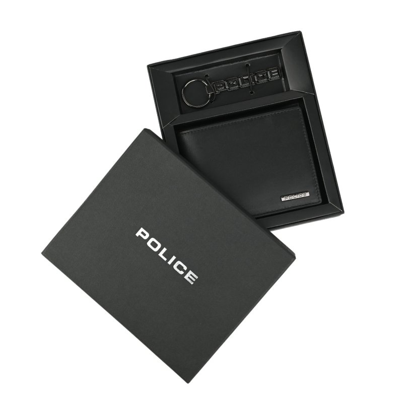 Police Men's Gift Box, Genuine Leather Wallet and Metal Keyring