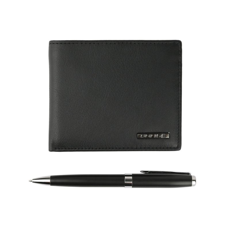 Police Men's Gift Box, Genuine Leather Wallet and Ballpoint Pen — back view