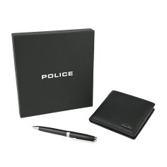 Police Estuche de Regalo para Hombre, Cartera de Piel Auténtica y Bolígrafo