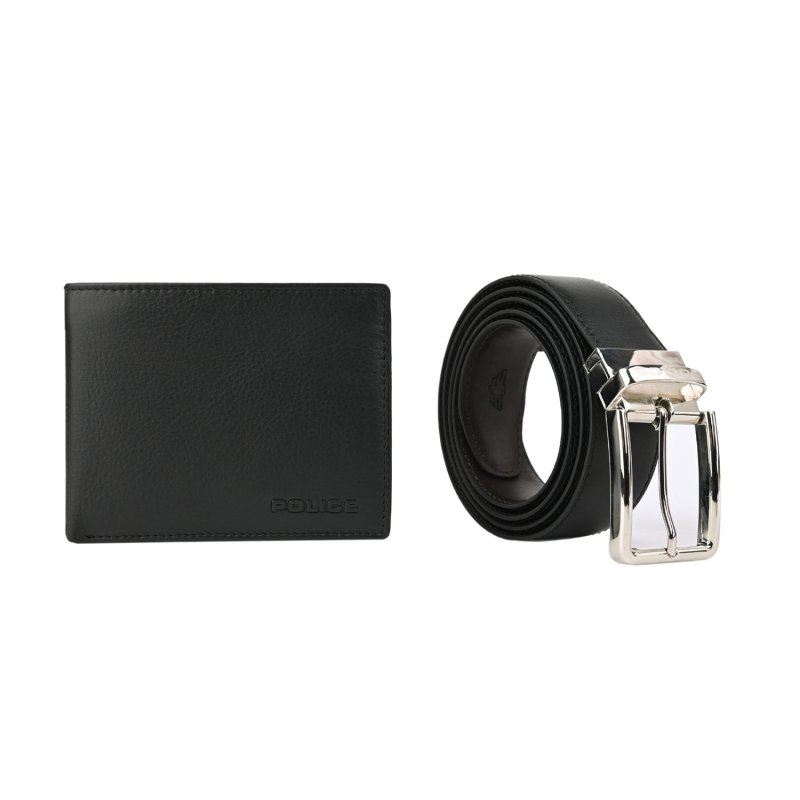 Police Estuche de Regalo para Hombre, Cartera y Cinturón Reversible, de Piel Auténtica