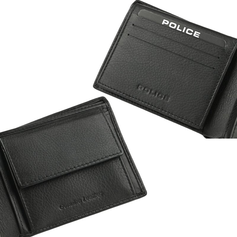 Police Men's Gift Box, Wallet and Reversible Belt, in Genuine Leather — logo detail