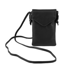 Police Shoulder Bag Phone Holder in Genuine Leather, With Adjustable Strap, Clip Closure, With Gift Box