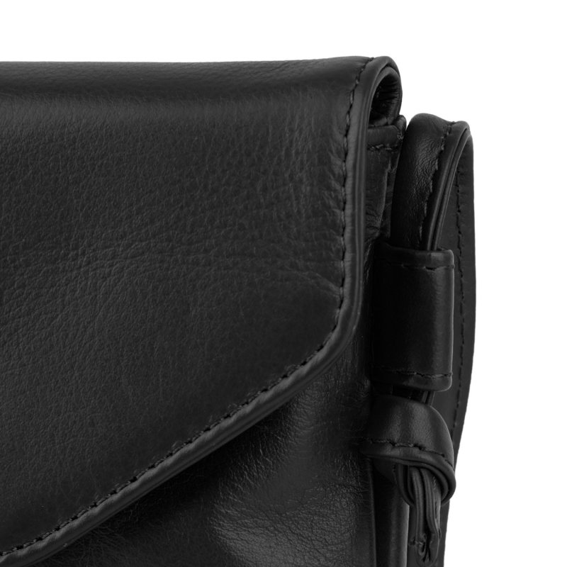 Police Handytasche zum Umhängen aus Echtem Leder, mit Verstellbarem Schulterriemen, Clip-Verschluss, mit Geschenksc… — Detail