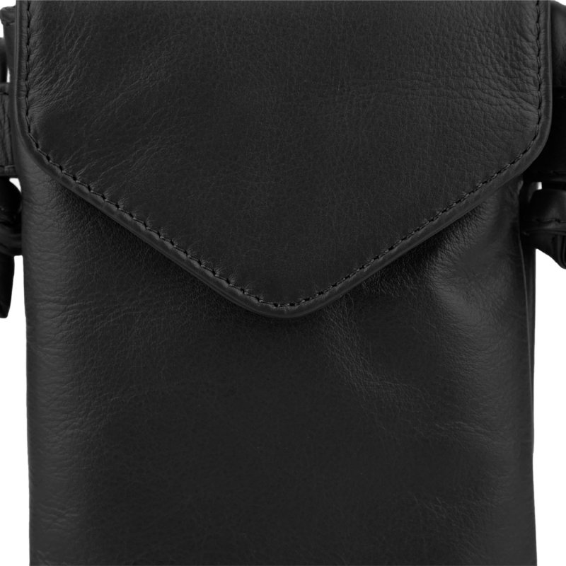 Police Shoulder Bag Phone Holder in Genuine Leather, With Adjustable Strap, Clip Closure, With Gift Box — logo detail
