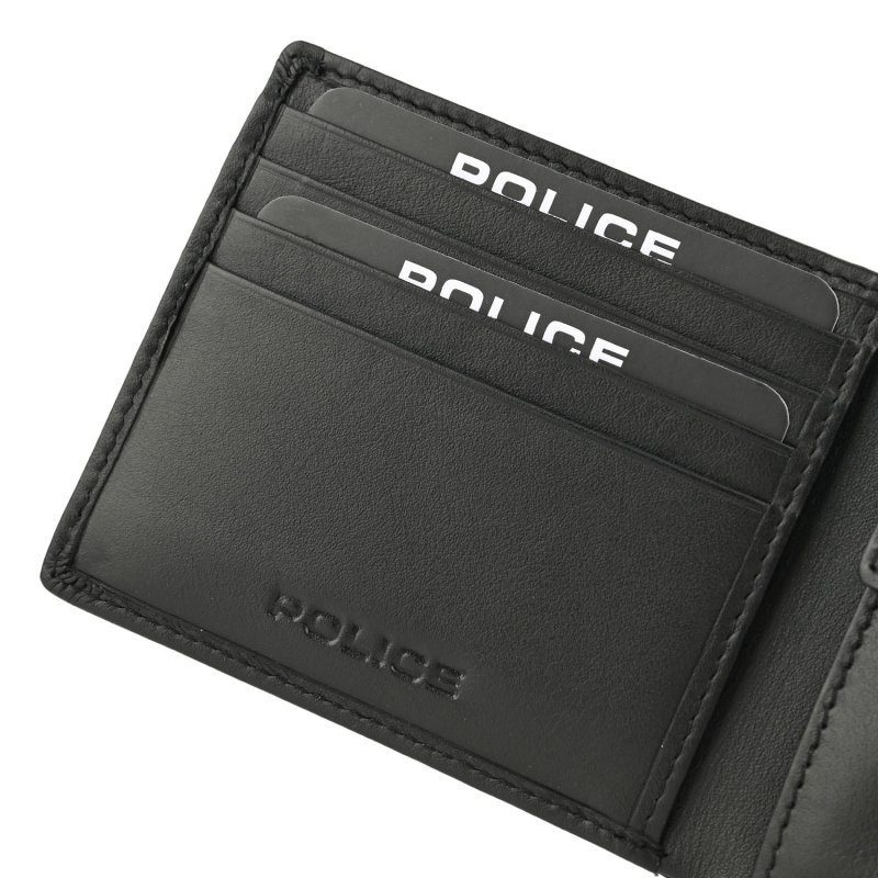 Police Men's Genuine Leather Wallet, Slim with Coin Purse, Card Holder and Gift Box 81 — back view
