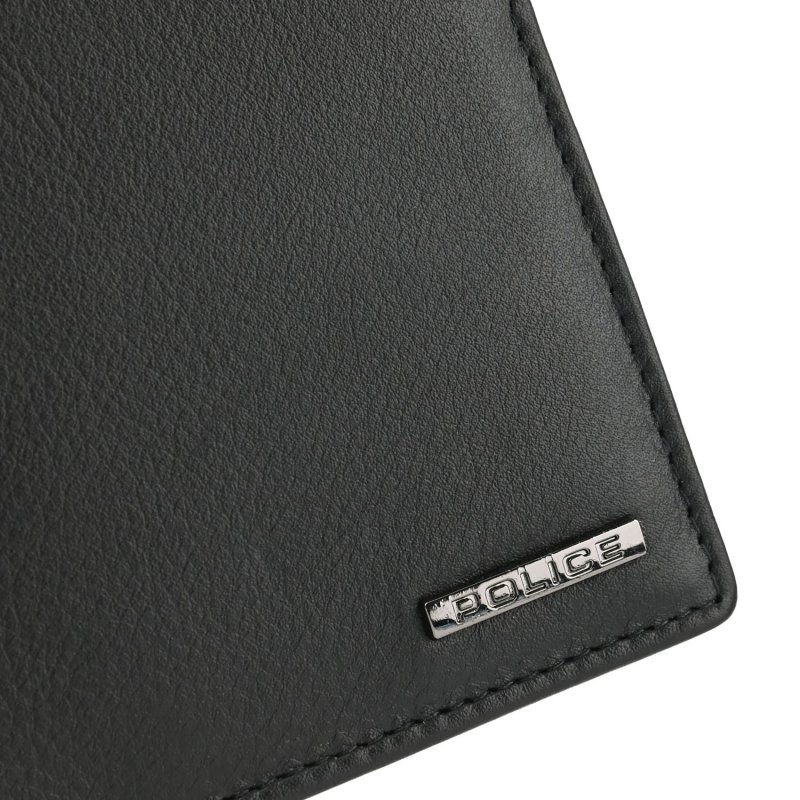 Police Herren-Brieftasche aus echtem Leder, Schlank mit Münzfach, Kartenfächern und Geschenkbox 81 — Detail
