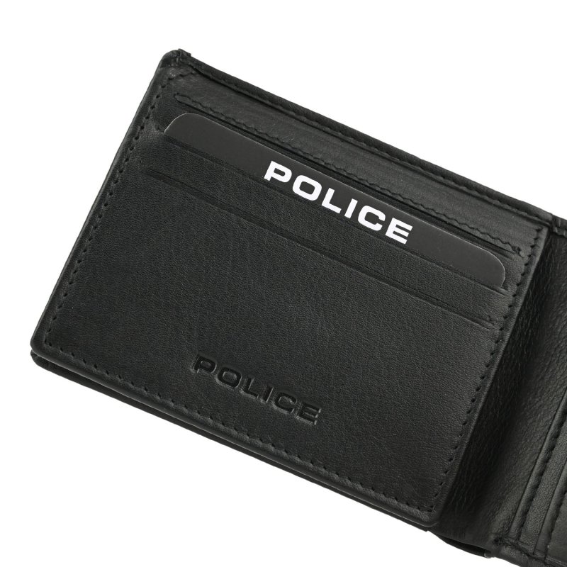 Police Herren-Brieftasche aus echtem Leder, Schlank mit Münzfach, Kartenfächern und Geschenkbox 85 — Detail