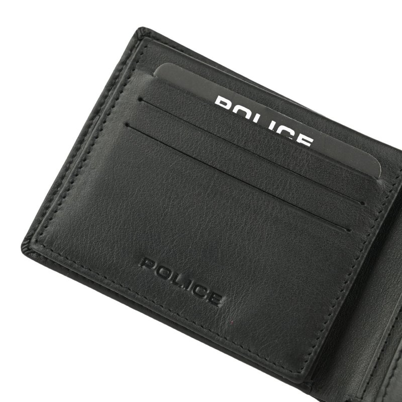 Police Men's Genuine Leather Wallet, Slim with Coin Purse, Card Holder and Gift Box 83 — detail