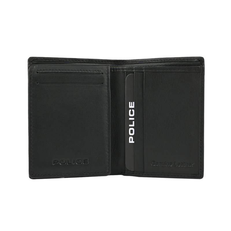 Police Men's Genuine Leather Wallet, Vertical Slim with Credit Card Holder and Gift Box 73 — front view