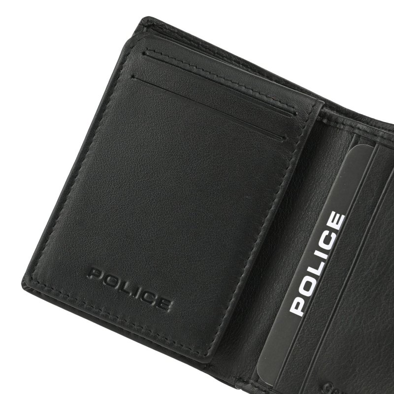 Police Portefeuille Homme en Cuir Véritable, Vertical et Fin avec Porte-Cartes et Boîte Cadeau 73 — intérieur