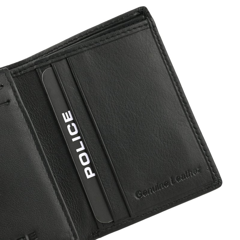 Police Men's Genuine Leather Wallet, Vertical Slim with Credit Card Holder and Gift Box 73 — detail