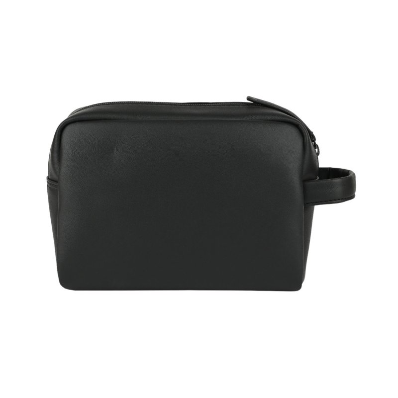 Police Men's and Women's Hand Pouch in Faux Leather, Travel Beauty Case, Soft Toiletry Bag — front view