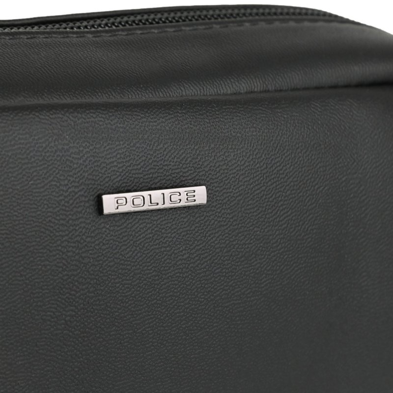 Police Men's and Women's Hand Pouch in Faux Leather, Travel Beauty Case, Soft Toiletry Bag — back view