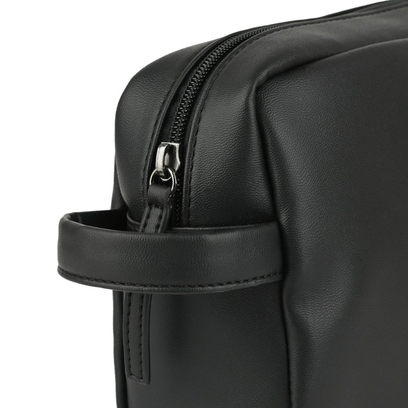 Police Men's and Women's Hand Pouch in Faux Leather, Travel Beauty Case, Soft Toiletry Bag — inside