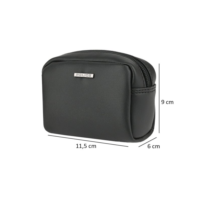 Police Mini Clutch for Men and Women in Faux Leather, Travel Beauty Case, Soft Pouch — back view