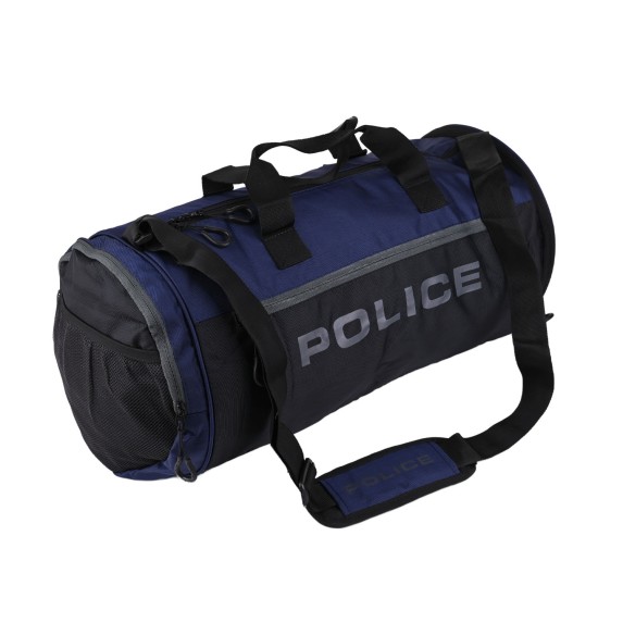 Police Borsone da Palestra Uomo e Donna, Borsa Sportiva con Porta Scarpe, Duffle Bag Nero e Blu