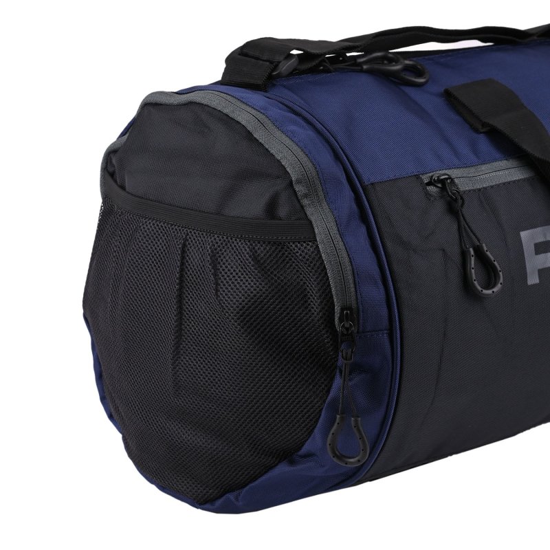 Police Men's and Women's Gym Duffle Bag, Sports Bag with Shoe Compartment, Black and Blue — front view