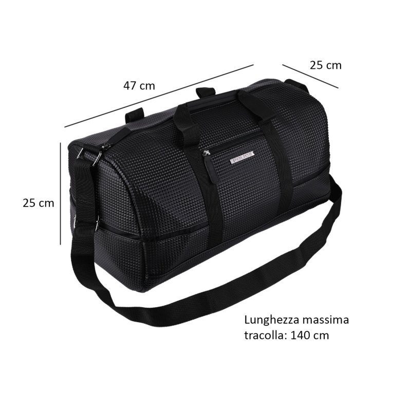 Police Travel Duffle Bag in Faux Leather for Men and Women, Work Bag, Gym, Weekend, Black — inside