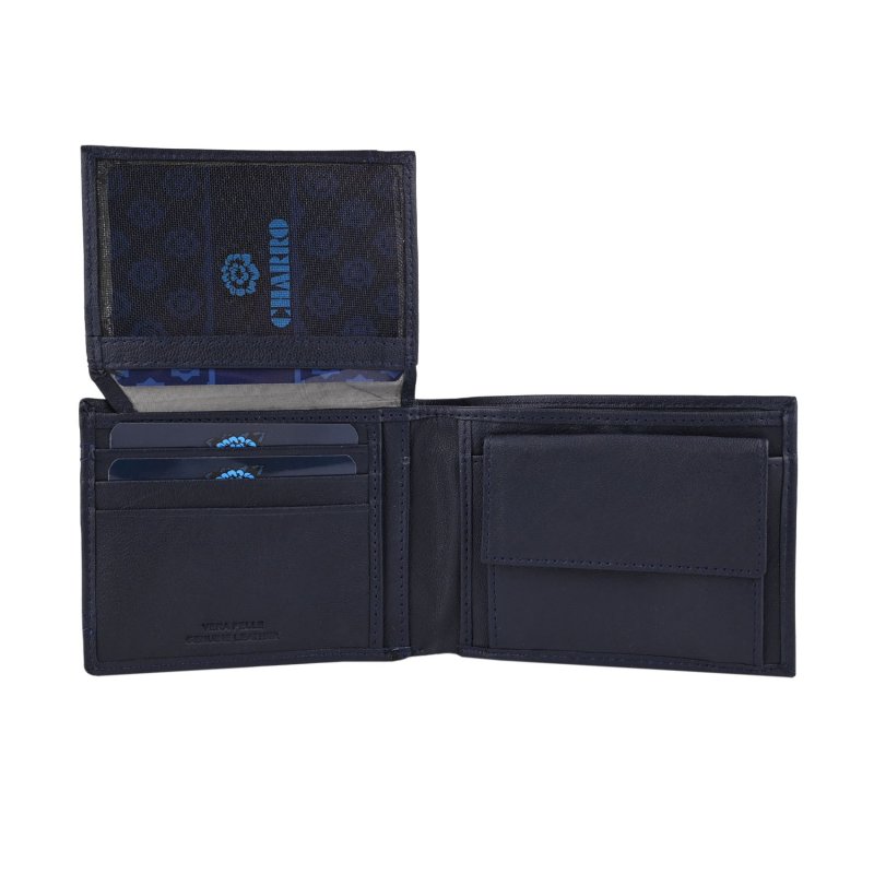 CHARRO Herren-Brieftasche aus echtem Leder, Klassisch mit Münzfach, Geschenkbox — Rückansicht