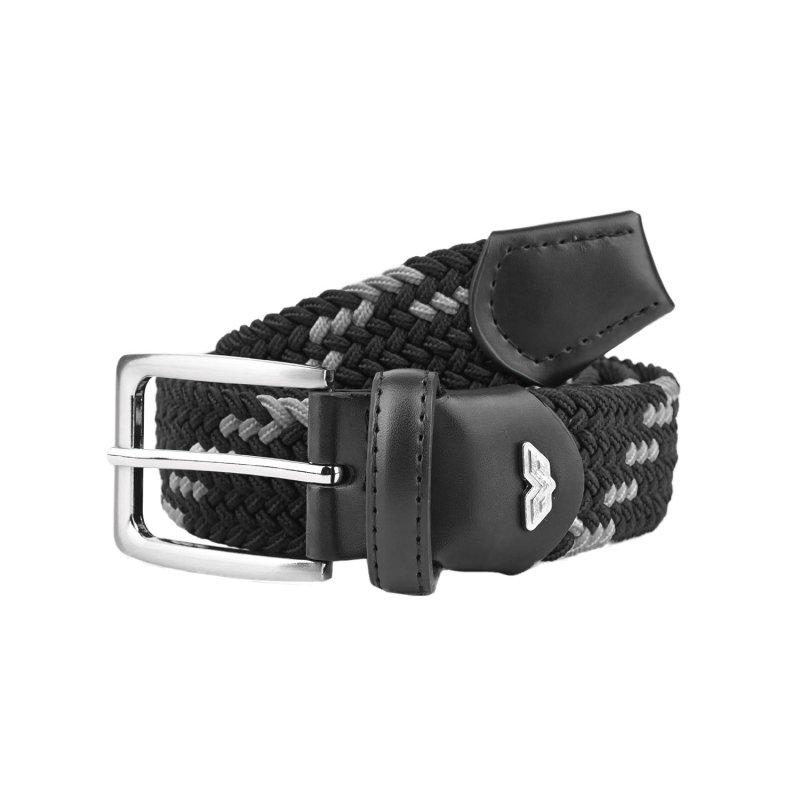 Armata di Mare Elastic Woven Belt, Men Women, With Genuine Leather Inserts, Gift Box — back view
