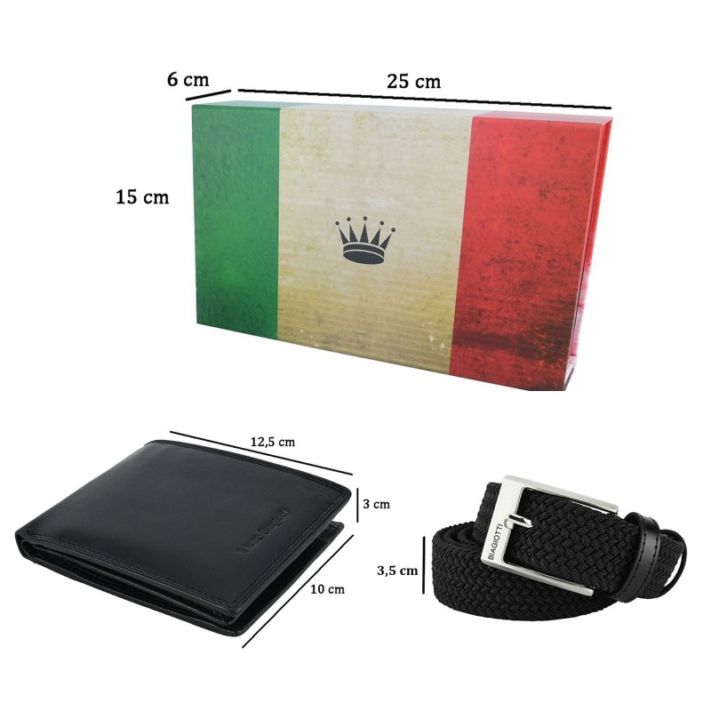 Biagiotti Estuche Regalo Hombre, Cartera de Piel y Cinturón Elástico con Detalles de Piel, Ajustable — vista 12